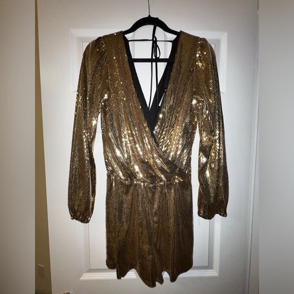 B.Darlin Gold Sequin Romper - Picture 2 of 4